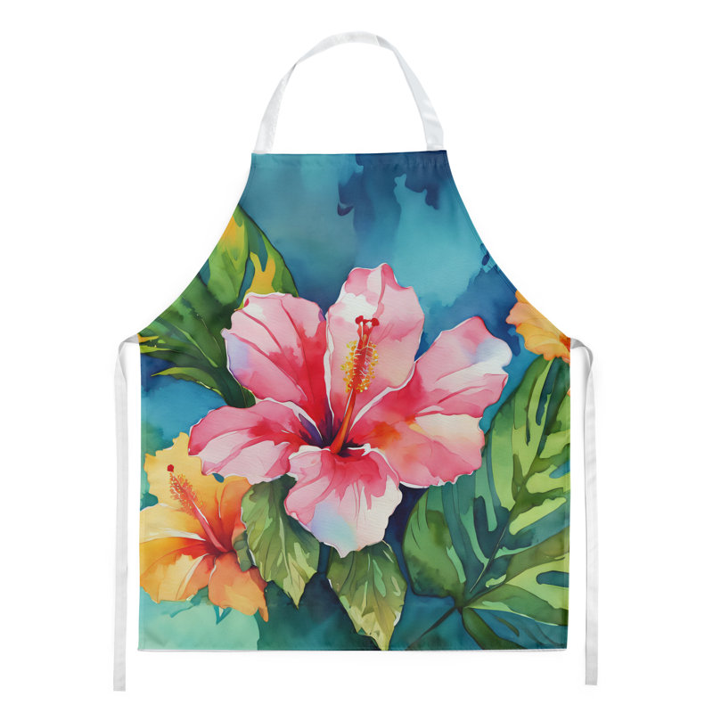 Iris du Tennessee en tablier aquarelle, Hibiscus hawaïen rose