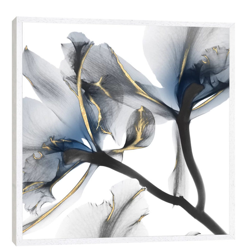 Indigo Luster Cyclamen II by Albert Koetsier - Wrapped Canvas Print, White Framed, 66.04 cm H x 66.04 cm W