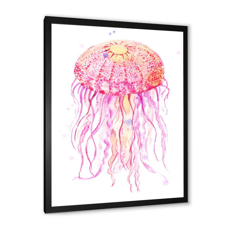 Magnifique méduse - Illustration, Cadre noir, H 32 po x l 16 po x P 1 po
