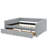 Queen Sofa Bed With 2-Drawer Trundle, Upholstered In Linen With Vertical Stripes-364144698