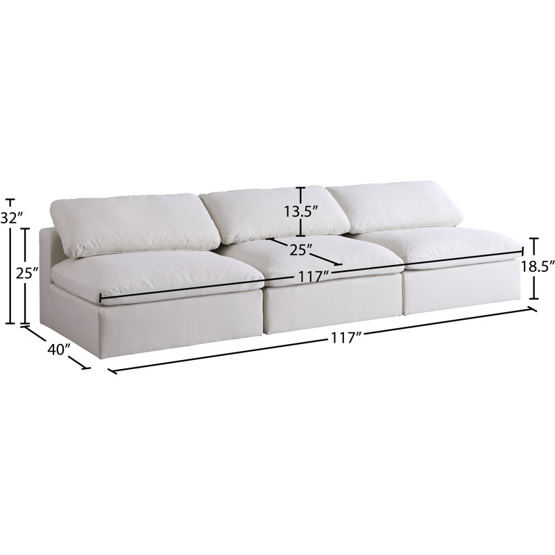 Canapé modulaire sans accoudoirs 117 po Burrows, Tissu crème texturé en lin