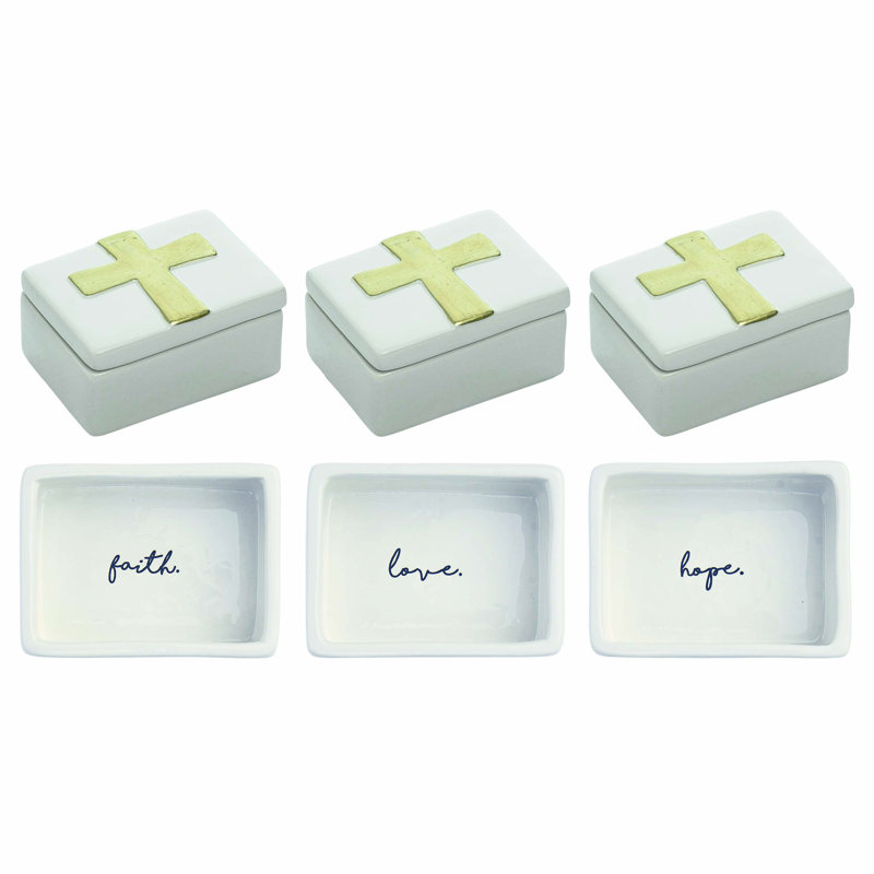  Ceramic Cross Box Set of 3 Spring Home Decorations