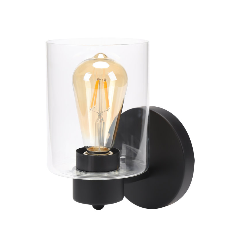 Wall Sconces Matte Black Vanity Light Fixtures Wall Lights with Clear Glass Shade for Bathroom Farmhouse Wall Lamp for Bedroom Mirror Living Room