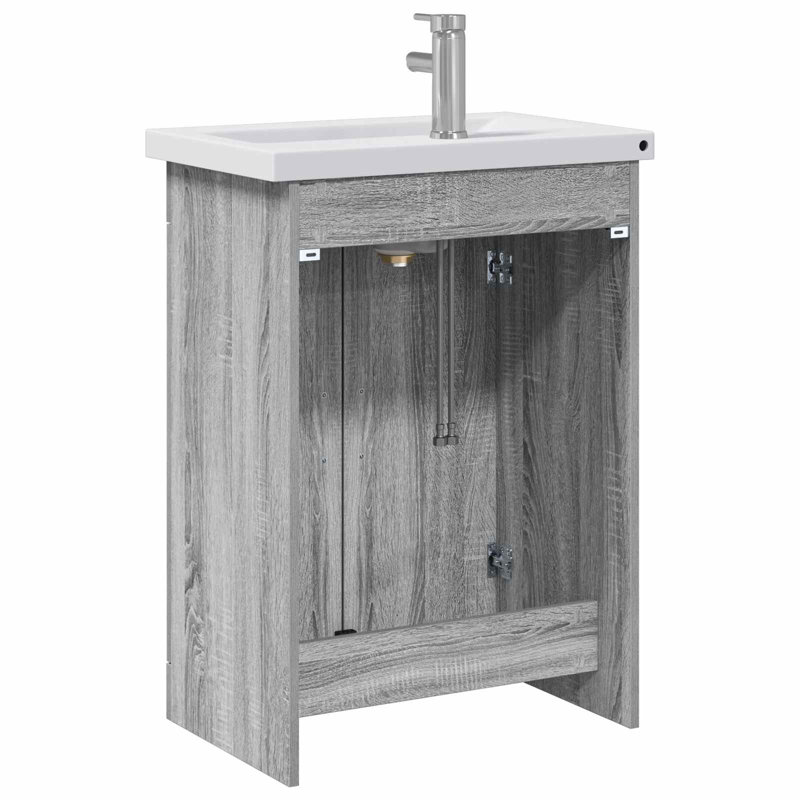 Vanity & Mirror Set, Grey Sonoma