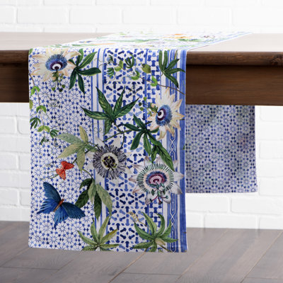 Maison d'Hermine Passiflora 100% Cotton Table Runner - Double Layer - 14.5" x 108"
