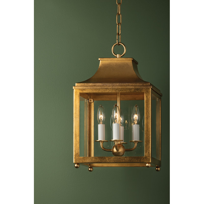 Leigh 4-Light Foyer Pendant, 18.63" H x 11.5" W x 11.5" D, Vintage Gold Leaf, Clear