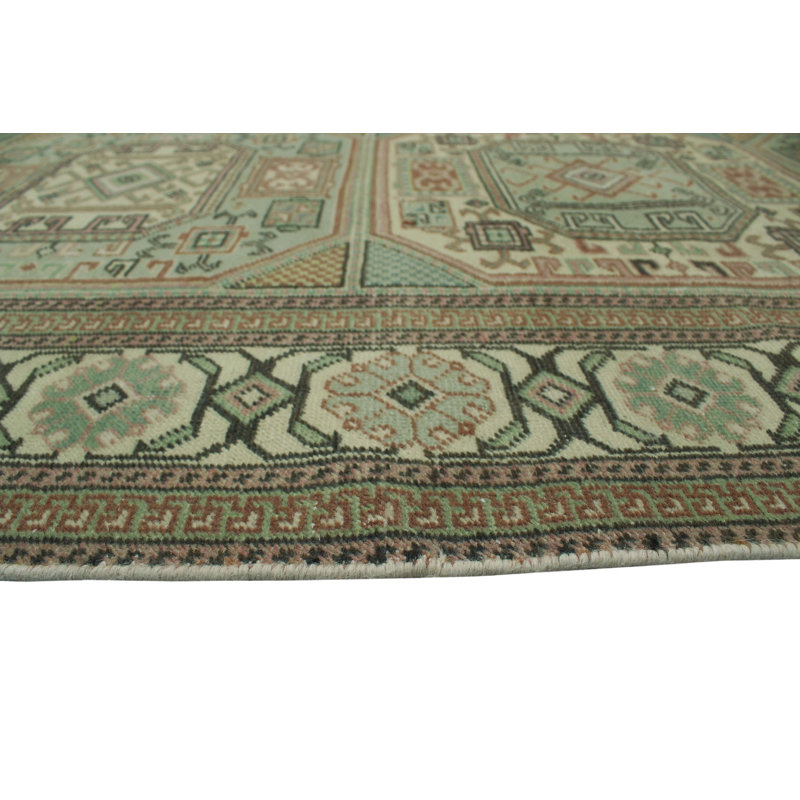 Tapis unique en laine noué à la main 6 pi 5 po x 9 pi 9 po ivoire Maeby