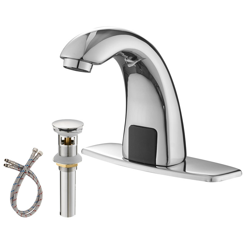 Robinet de salle de bain à trou unique sans contact avec bonde, Chrome