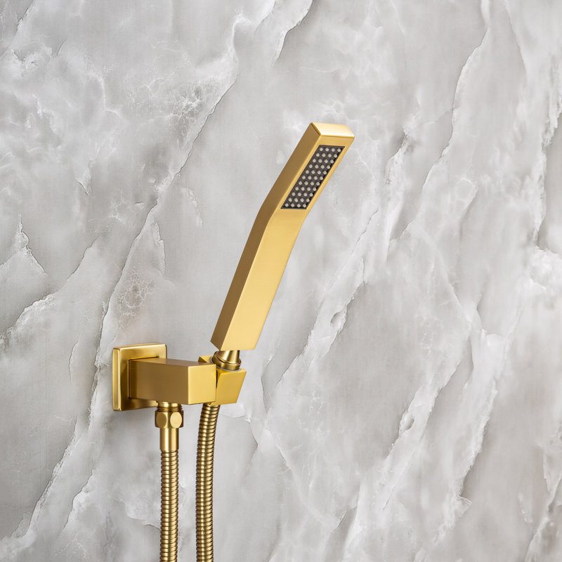 Complete Shower System with Rough-in Valve, Brushed Gold