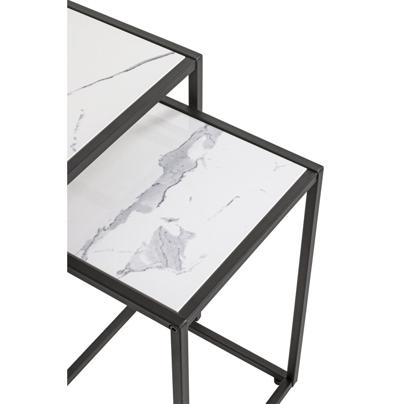 2 Piece Nest of Tables, Black, White