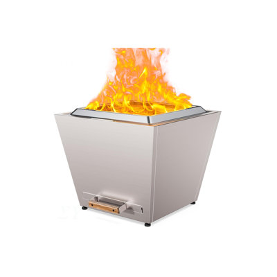 Cyberpit One Pro 25 inch Smokeless Fire Pit, w/Pull-Out Ash Pan, Portable Outdoor Firepits, Carry Handle for Backyard Patio Camping, Stainless Steel