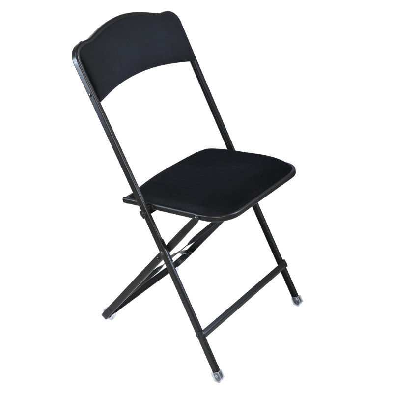 Seated In Style Fritz Style Folding Chair With Velvet Padded Seats, Black, Elegant & Comfortable Seating