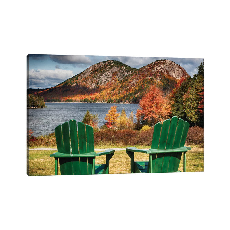 Two Adirondack Chars At Jordan Pond, Mt, Desert Island, Acadia National Park, Maine by George Oze - Wrapped Canvas Print