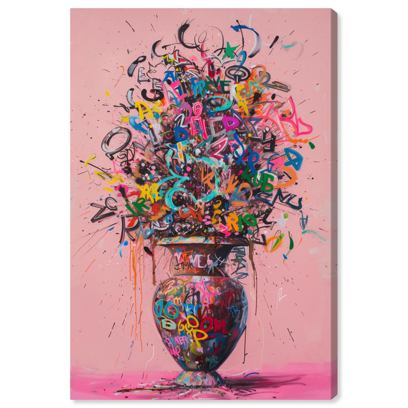 Vase graffiti sur toile Graffiti Pop Art par Art Remedy, H 30 po x l 20 po, Toile tendue