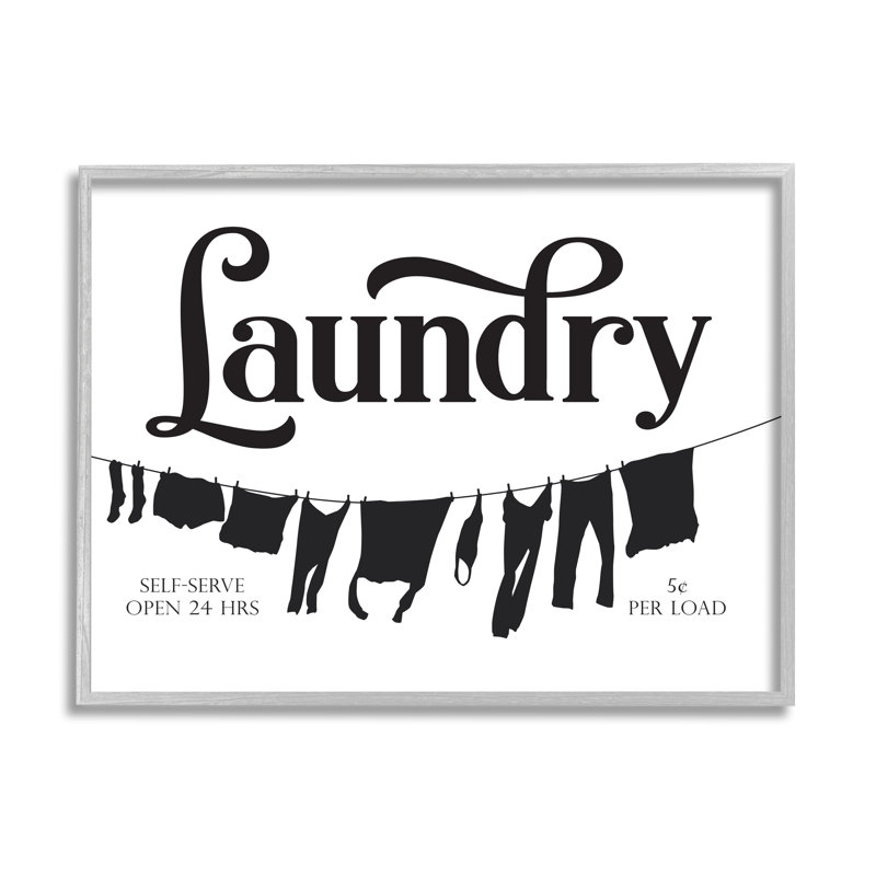 Publicité rétro "corde à linge" par lettrage et doublure - impression sur cadre flottant, Estampe numérique Farmhouse
