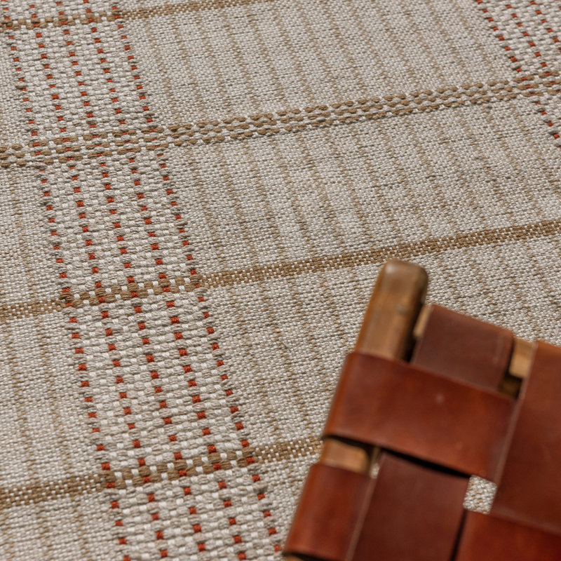 Zona Striped Area Rug in Brown/Beige/Red, Rectangle 4'7" x 6'7"