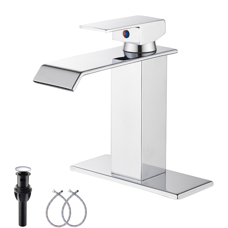 Single-Hole Single-handle Bathroom Faucet with Drain Assembly, Polished Chrome