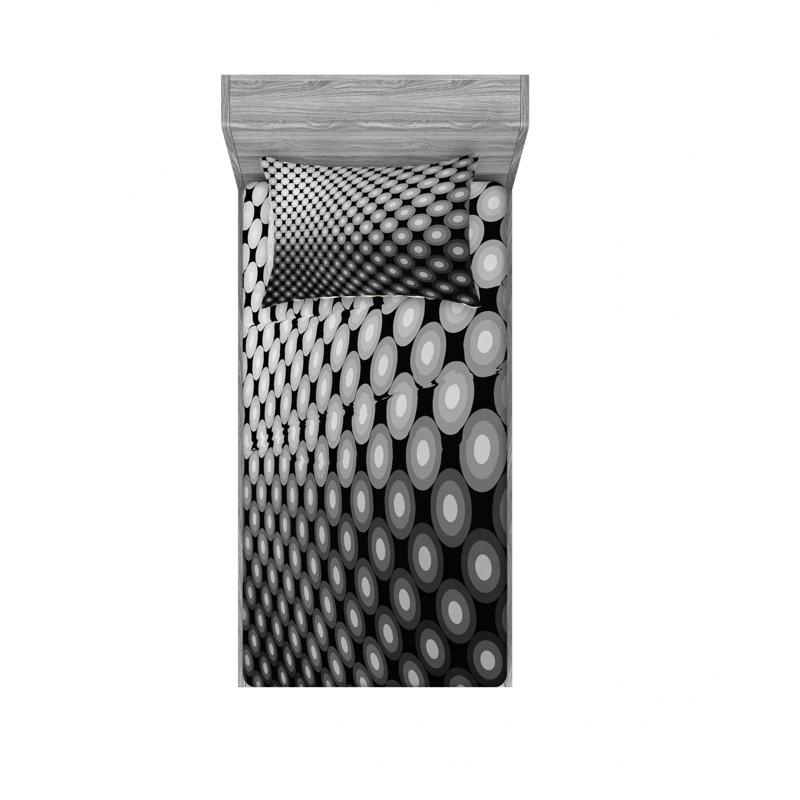 Microfiber Gingham Sheet Set, Twin Sheet Set with Fitted Sheet, Abstract
