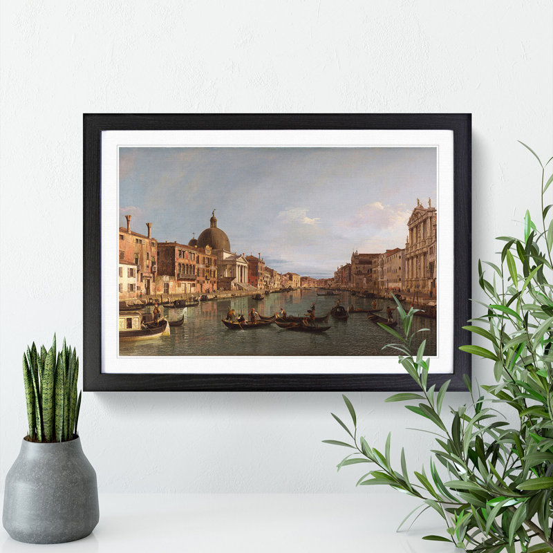 The Grand Canal in Venice by Giovanni Canaletto - Picture Frame Painting on MDF, Black, 36cm H x 48cm W x 2cm D