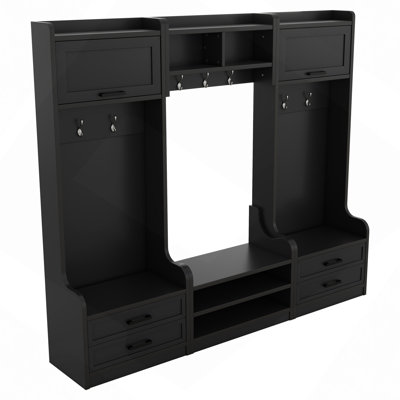 4-In-1 Detachable Hall Tree With Storage, Hooks, And Shoe Bench, Ideal For Entryway And Hallway Organization