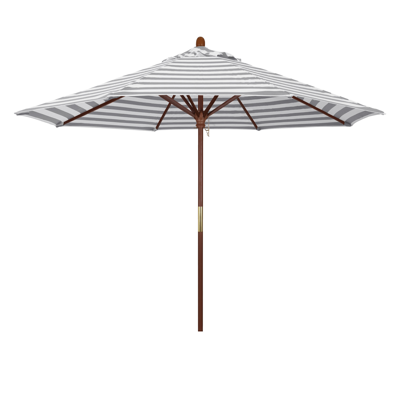 Manford 9' Umbrella, Gray White Cabana Stripe