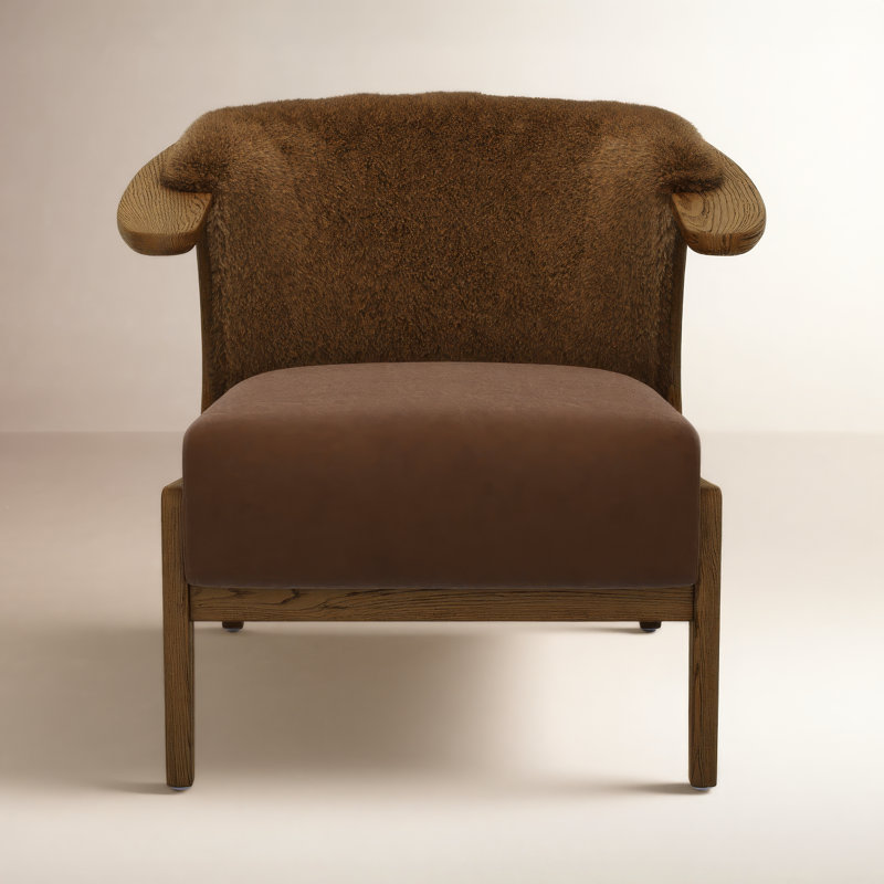 Fabian Chair-Cream Shearling, Ochre Shearling, Fawn Oak