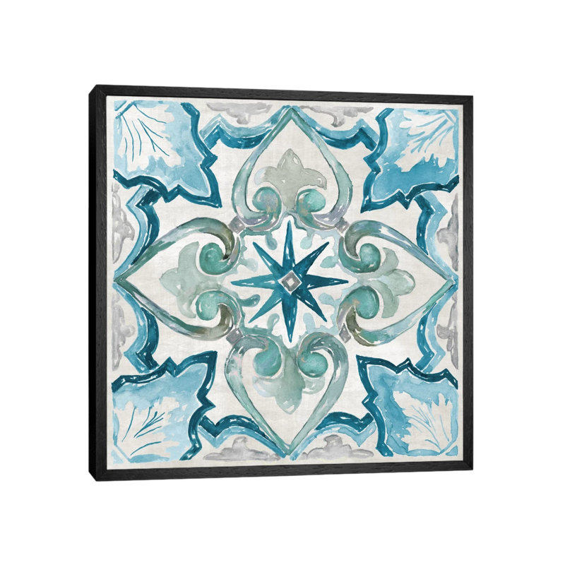 Caribbean Tile II by Nan - Painting on Canvas, 66.04 cm H x 66.04 cm W, Black Framed Canvas