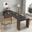 Table de salle à manger extensible avec prise intégrée, 5 panneaux d'extension et rangement-38915487