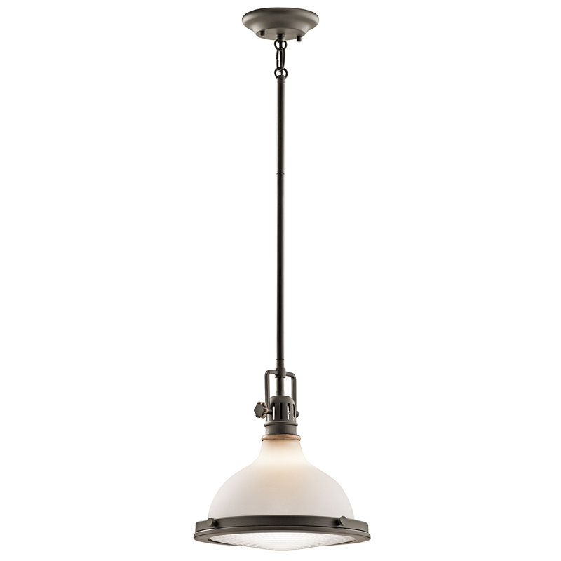 Luminaire suspendu en forme de dôme à 1 lumière Zehr, Bronze vieilli
