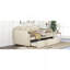 Lit de jour rembourré avec lit gigogne, support en lattes de bois, canapé-lit à structure rembourrée, simple, beige-1269191702