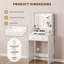 Meuble-lavabo moderne 23,6 po avec miroir lumineux à DEL et station de charge intégrée, 2 grands tiroirs de rangement et 3 tablettes de rangement ouvertes, coiffeuse de chambre à coucher avec boutons en cristal-2003297657