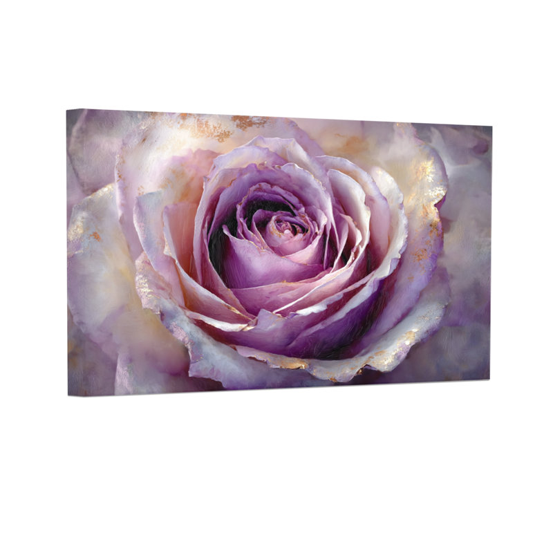 Plantes et fleurs, rose mauve, reproduction d'art sur toile, H 12 po x l 18 po
