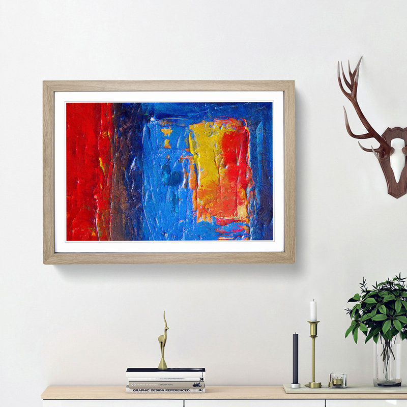 Abstract Vol.415 by S.Johnson - Single Picture Frame Painting, 33cm H x 45cm W x 2cm D, Oak Framed