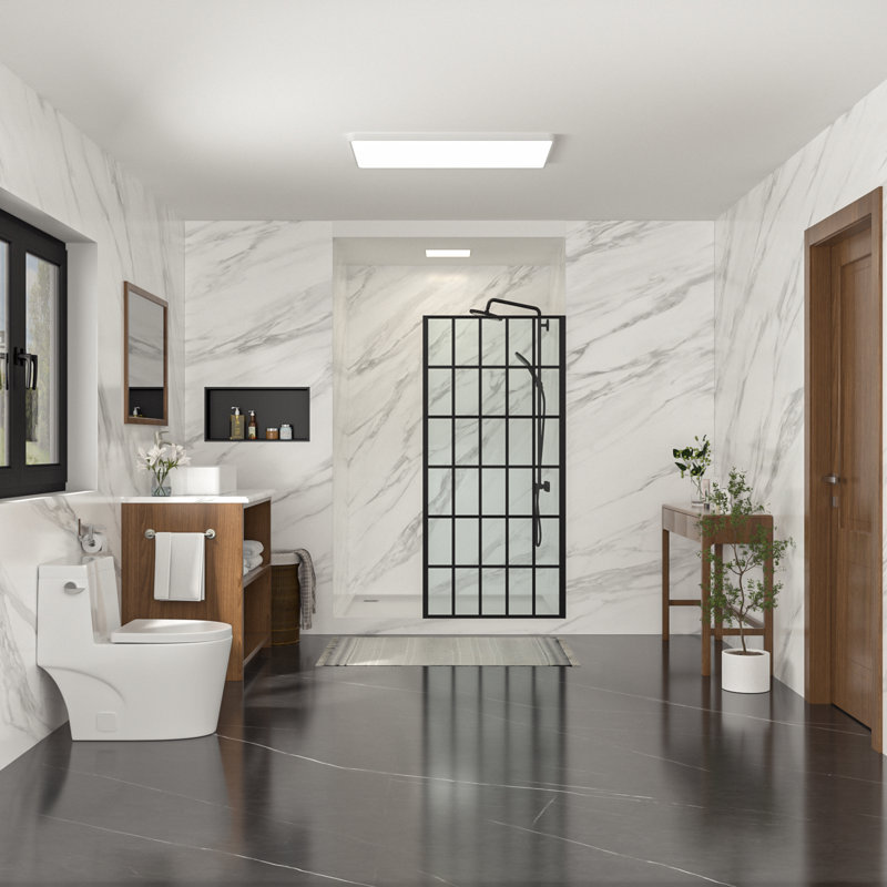 Porte de douche à panneau de verre fixe sans cadre 38 x 38 po x l 72 po x H 72 po