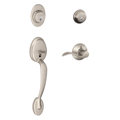 Handleset with Double Cylinder Deadbolt and Door Knob and Rosette