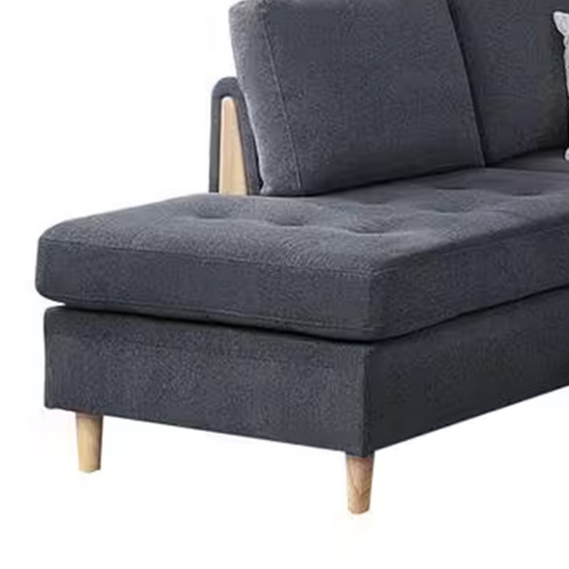 Canapé modulaire rembourré 4 pièces Khue, Chenille gris charbon, Accoudoir à gauche (vu de face)
