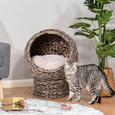 Elevated Cat Pad Bed, 23.5" H, Gray With Soft Cushion For Indoor Cats Up To 8 Lbs Bed Soothing And Pillow,