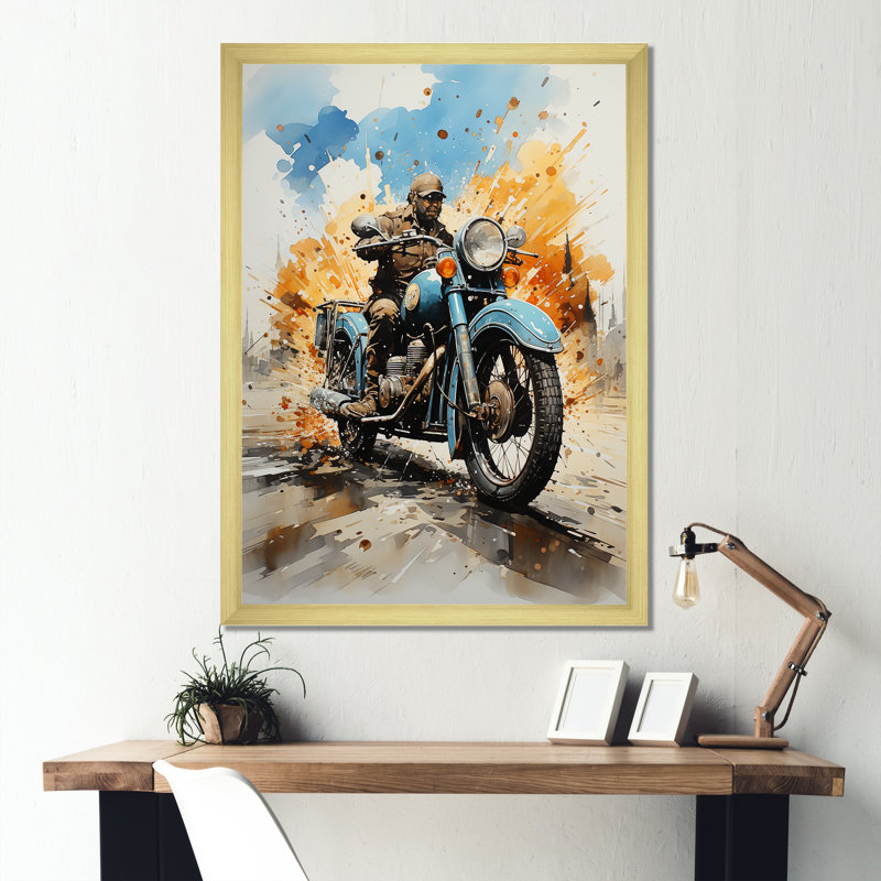 Industrial Industrial Moto I, Cadre doré simple, H 40 po x l 30 po x P 1,5 po