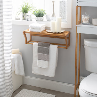 Larock Wood Accent Shelf with Towel Bar