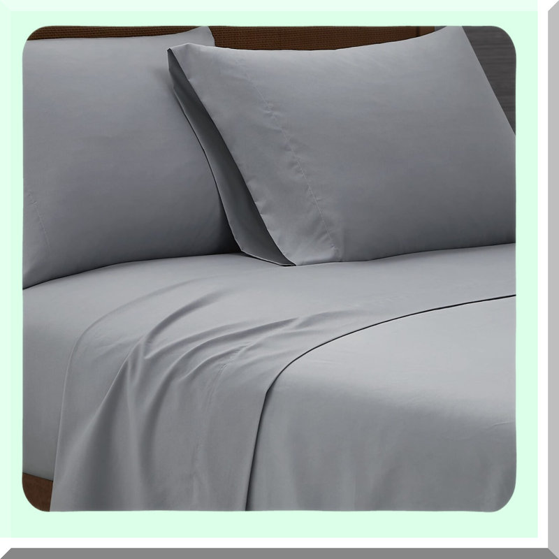 Luxury Soft Grey Microfiber Sheet Set - 7 Piece Solid Split Garment Wash Pillowcase Set