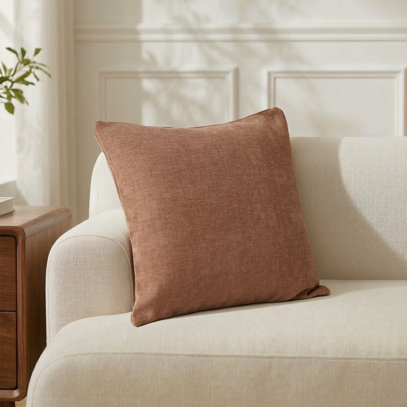 Housse de coussin en chenille ultra-douce, Rouge brique
