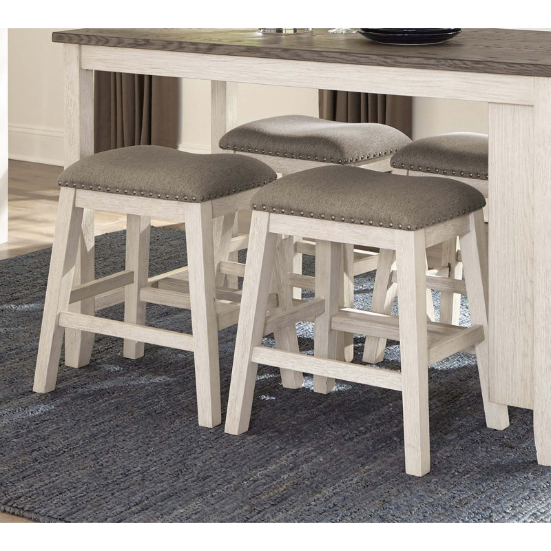 Ensemble de 2 tabourets de bar à hauteur comptoir en tissu texturé brun antique