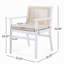 Ensemble de 2 chaises de salle à manger d'extérieur, fauteuil de patio en bois d'acacia avec dossier en corde et coussin hydrofuge, structure blanche, capacité de poids de 400 lb