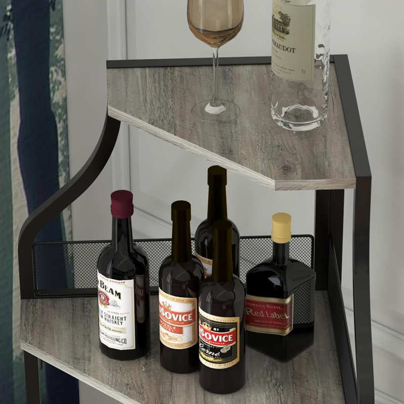 Meuble-bar d'angle avec casier Ã  bouteilles amovible, meuble-bar pour la maison, Gris