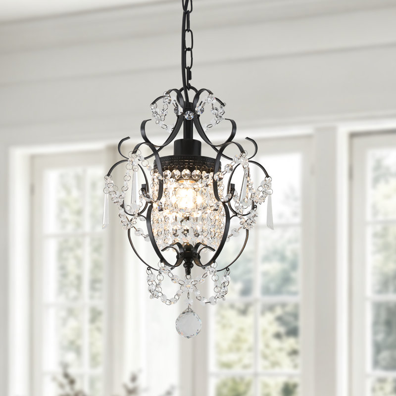Lustre suspendu en cristal classique noir mat Matt