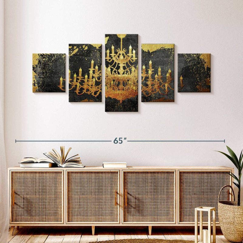Lustre doré, H 24 po x l 55 po