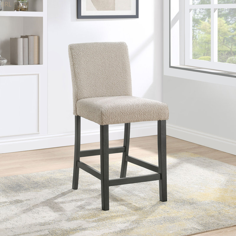 Ensemble de 2 chaises de comptoir rembourrées Murtry Boucle, Beige