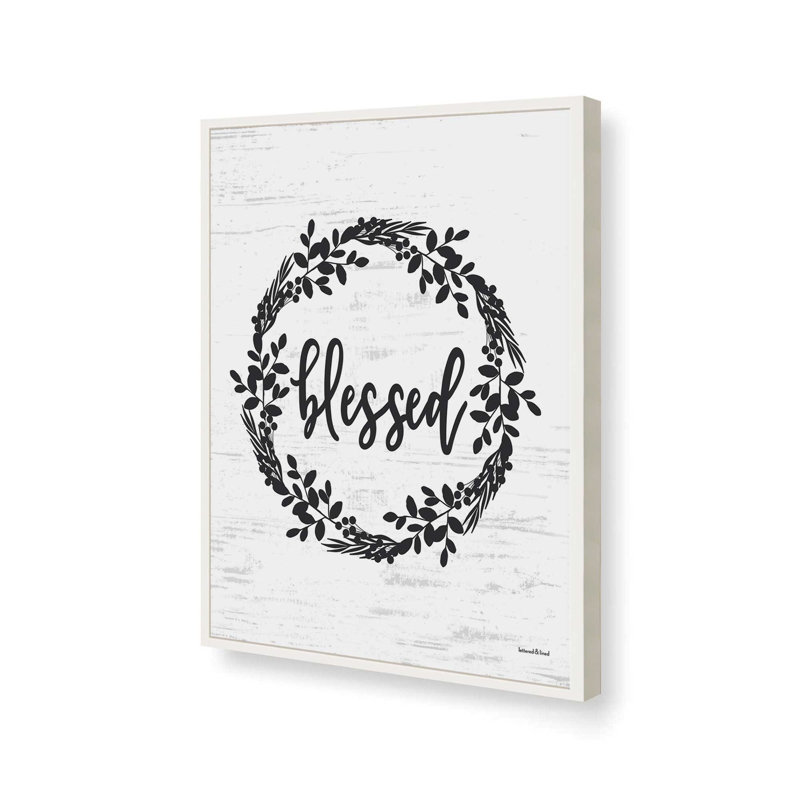 Reproduction d'art «Blessed Wreath» par lettres et lignes, L 12 po x H 16 po, Impression encadrée, Blanc