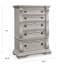 Grande commode Bryl, 5 tiroirs avec boutons en bronze, blanc antique