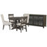 48" Round Dining Table With 2 Upholstered Side Chairs 2 Host Chairs And Buffet